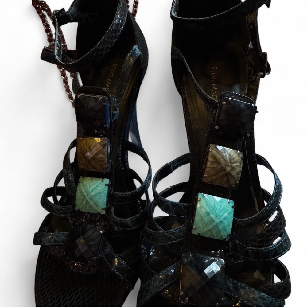 Luxe Black and Multicolor Women's Sandals